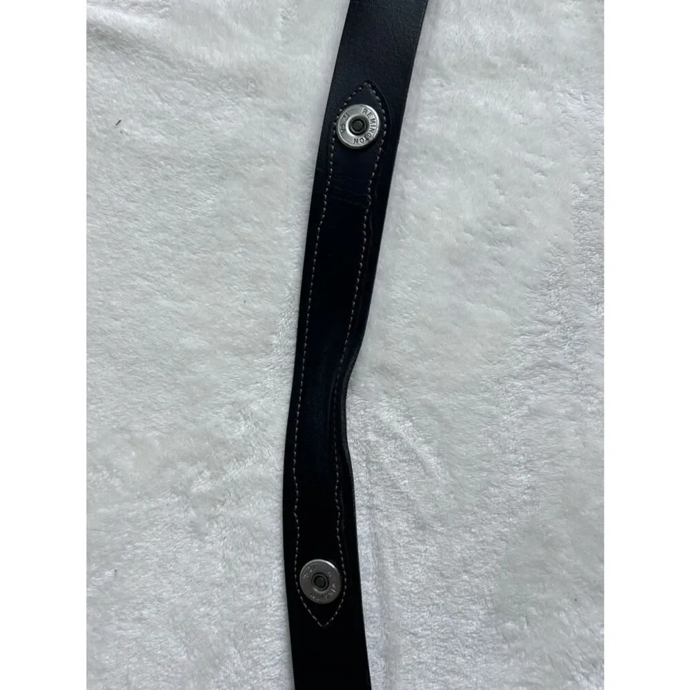 Remington 12 Gauge Shotgun Shell Black Leather Mens Belt Size 34